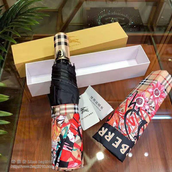 BURBERRY巴寶莉傘 專櫃夏季新款 全自動折疊晴雨傘 田園花卉圖案 防曬隔熱 防紫外線  zm1034